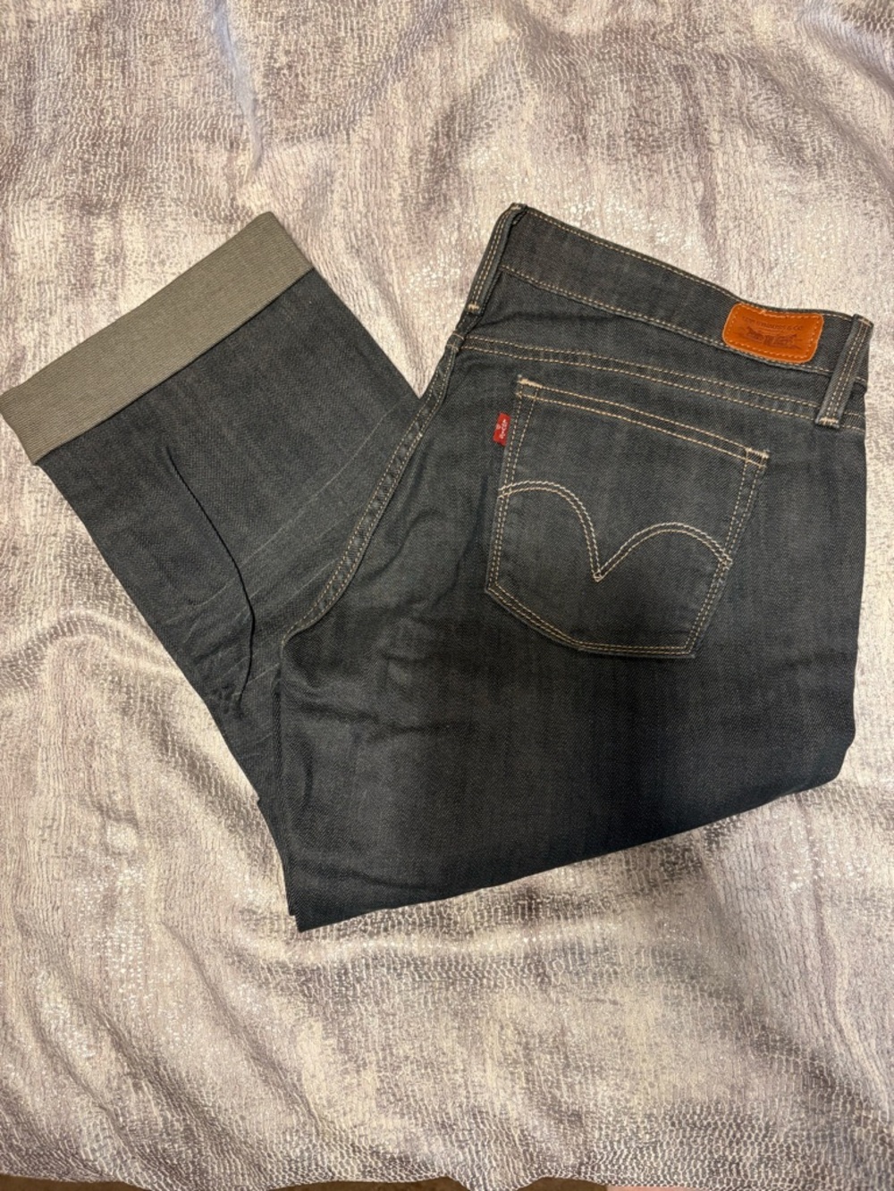 Levi's Women's Dark Gray Cropped Jeans with Turn-Up Cuff